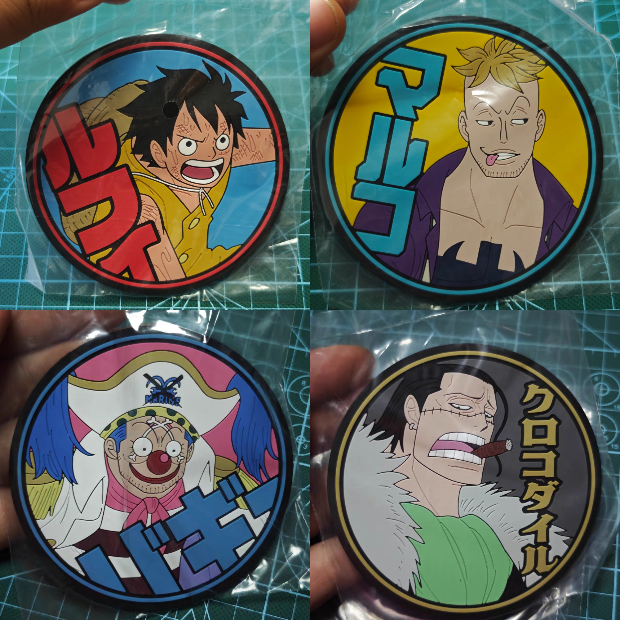 万代海贼王航海王一番赏白胡子海贼团橡胶杯垫路飞马尔科小丑巴基