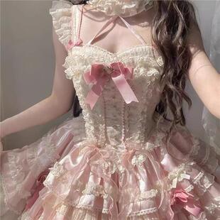 花绮梦心动玩原创碎花芭蕾风Lolita裙洛丽塔蛋糕裙公主裙日常洋装