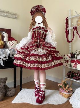 韩菇凉~原创设计Lolita洋装doll感jsk吊带连衣裙春秋冬季
