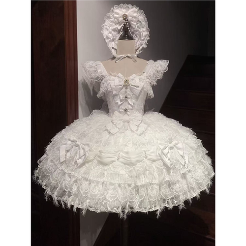 白茶少女~现货原创设计Lolita洋装花嫁jsk吊带连衣裙