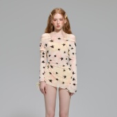 小胸五角星温泉泳装 苏拉娜公主三件套分体泳衣女保守显瘦修身 长袖