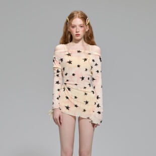 苏拉娜公主三件套分体泳衣女保守显瘦修身长袖小胸五角星温泉泳装