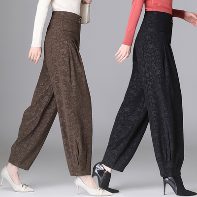 秋冬厚款灯笼裤大码超高腰花苞裤垂坠免熨烫南韩丝长裤萝卜休闲裤