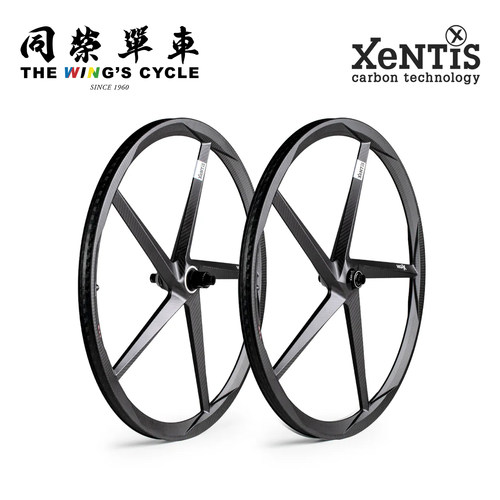 Xentis自行车碟刹碳纤维五柱轮组
