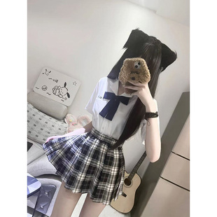 原创校供感JK制服刺绣方程式短袖衬衣套装黑板报jk格裙学院套装