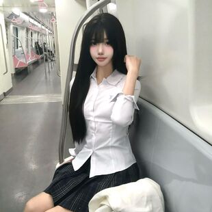 收腰jk制服纯欲百搭上衣女 校供感纯色春夏季 学院风小栀川长袖 衬衫