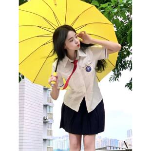 学院风韩系校园风白色短袖衬衫上衣夏季jk制服韩国校服班服套装女