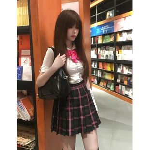 校供感正版JK德兰西百褶裙日系小个子套装学院风长袖白色衬衫制服