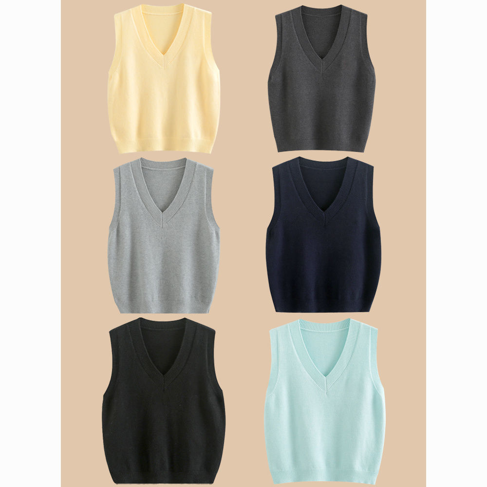 jk背心马甲女叠穿v领无袖基础款