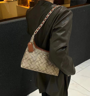 欧洲站真皮女包中古托特包包女式2025新款高级感老花单肩斜挎大包