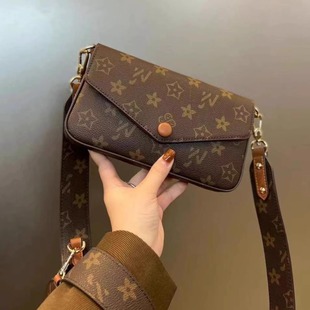 优草坊正品女包2025新款中古包真皮老花色三合一包斜挎链条信封包