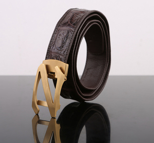 泰国鳄鱼皮皮带男士真皮自动扣老年中年百搭商务休闲腰带男裤带