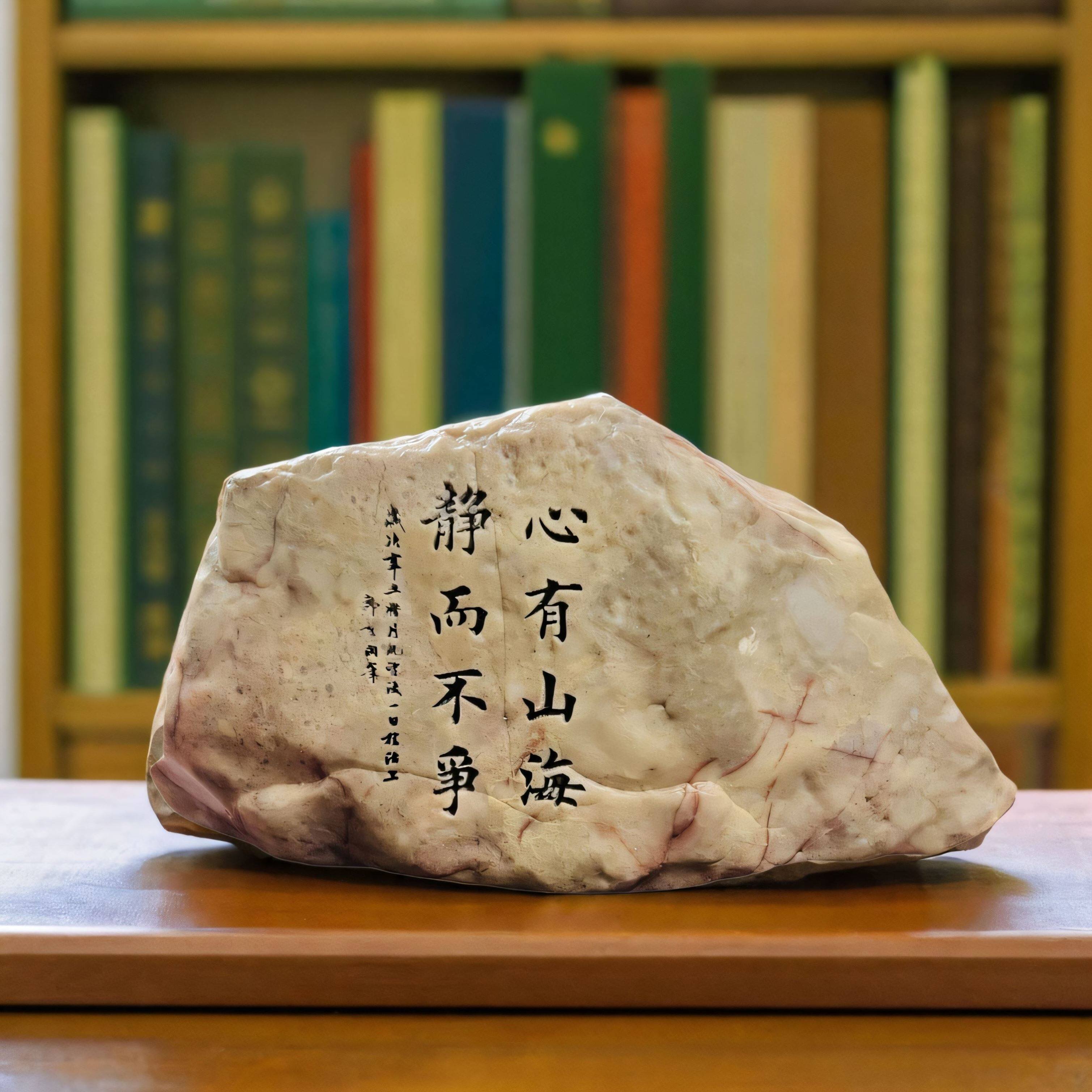 新疆哈密泥石戈壁滩雕刻件玄关摆件花盆鱼缸造景石头刻字励志题材