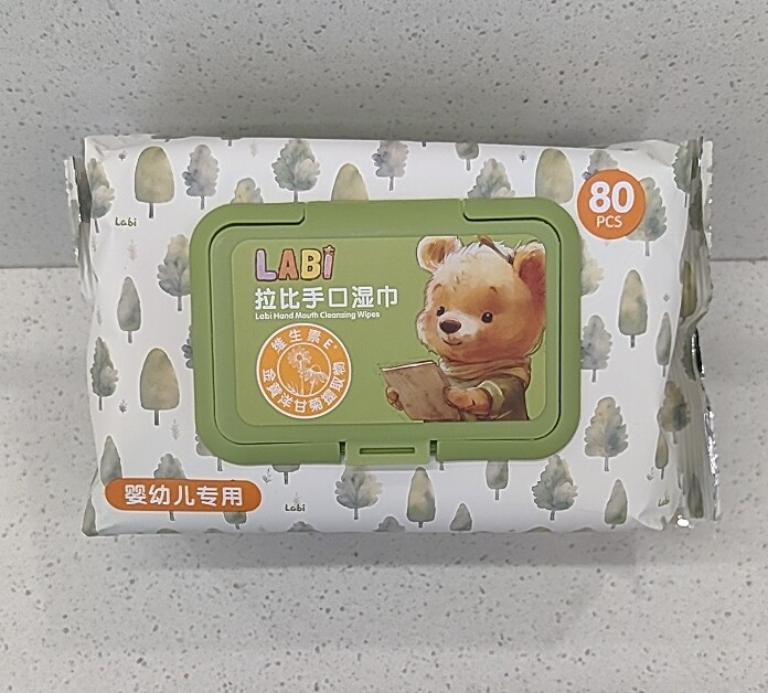 贝比拉比带盖手口湿纸巾婴儿加厚