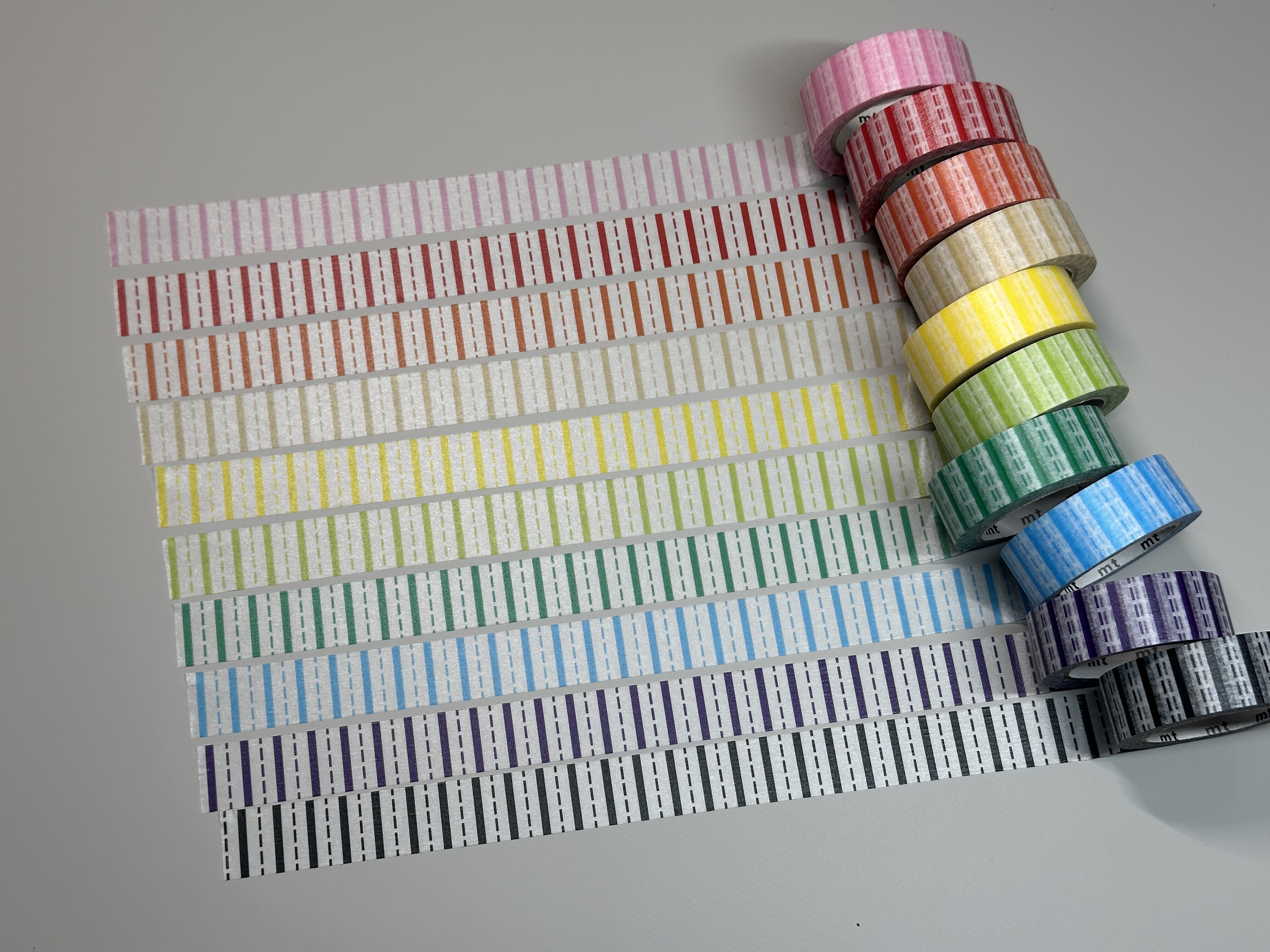 现货胶带分装日本MT手帐和纸胶带2024年工厂见学纯色条纹