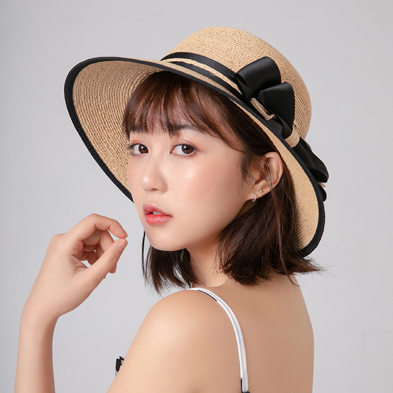 草帽出游女士字母海边度假盆帽