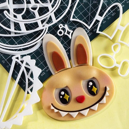 网红新款拉布布翻糖模具 labubu蛋糕脸模卡通嘟嘟脸模切