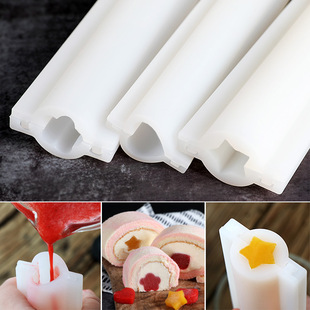 蛋糕瑞士卷长条夹心硅胶模法式慕斯夹心管磨具奶冻内馅爱心星圆形