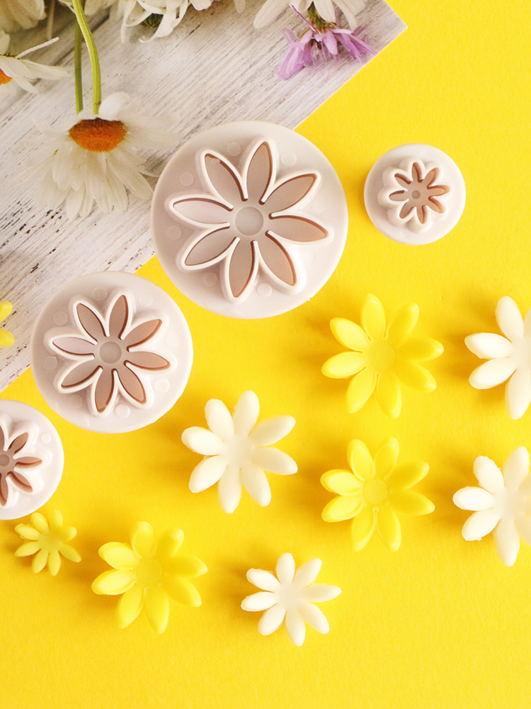 diy烘培雏菊菊花弹簧水果翻糖