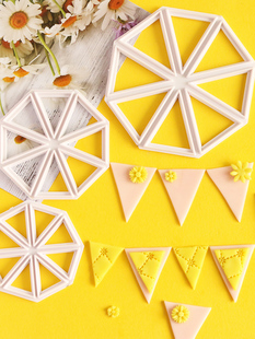 三角形旗帜翻糖蛋糕切模蛋糕装 饰DIY造型翻糖烘培辅助切割模具3pc