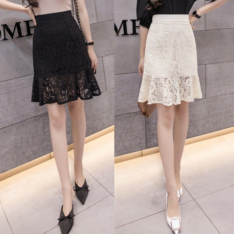 西裙胖mm鱼尾半身裙女士a裙大码蕾丝包臂2018春新款高腰职业裙子