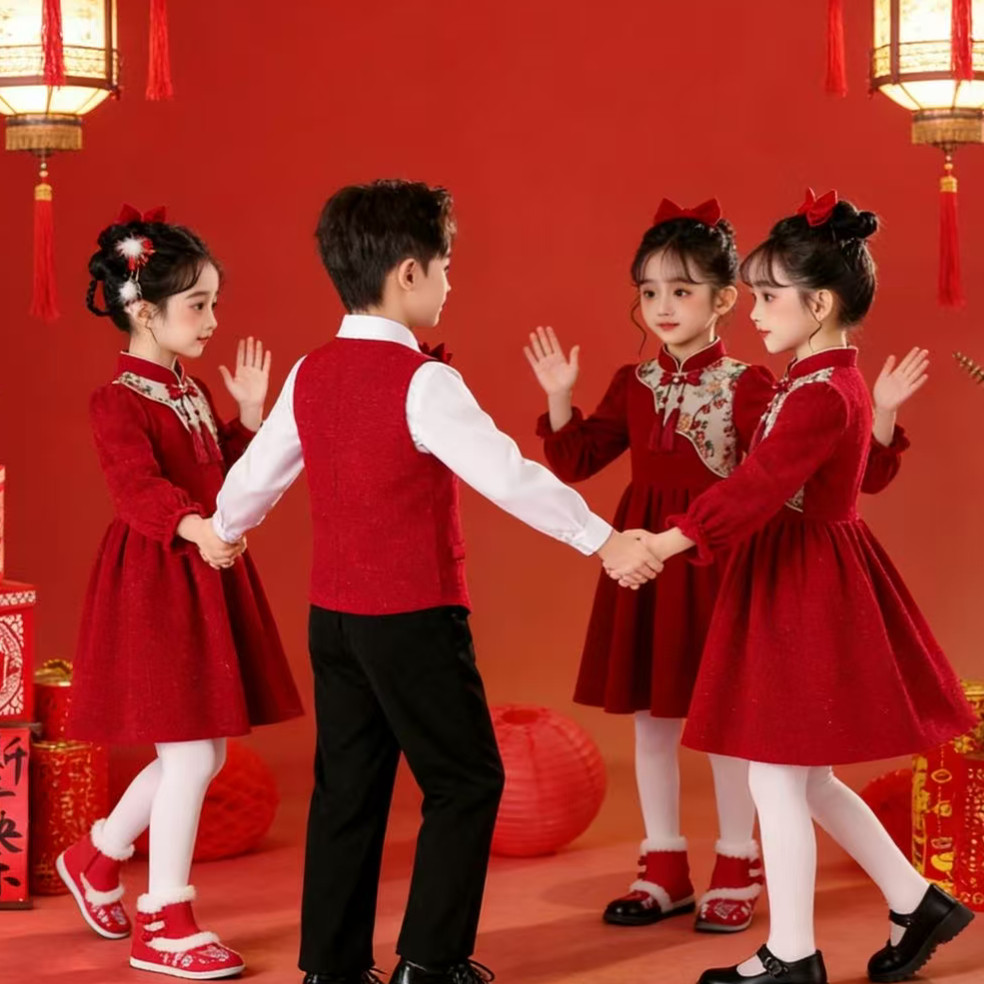 新款儿童拜年服新年装女加绒洋气连衣裙子红色元旦幼儿演出服冬季,童装/婴儿装/亲子装,儿童演出服,淘宝优惠券,粉丝福利购,淘宝优惠卷