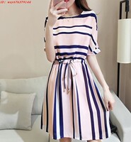 2023Summer WOMEN FASHION Strip Bandage Dress Ladies Dresses