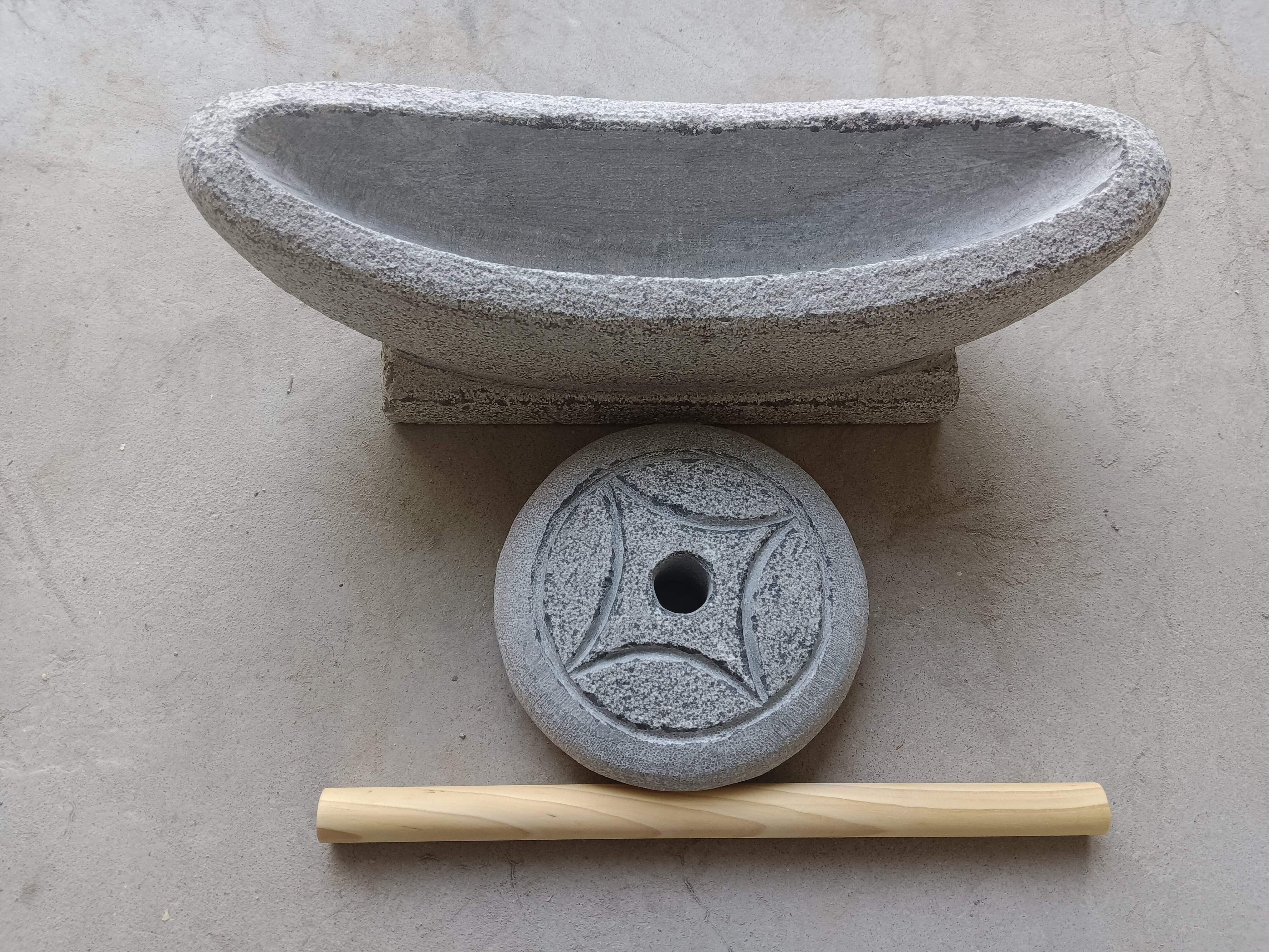 天然青石茶碾子唐代宋代手工磨粉器中西药研磨器手动碾药臼碾压器