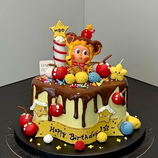 可爱招手星星人蛋糕装饰摆件儿童男孩女孩生日甜品烘焙装扮插件