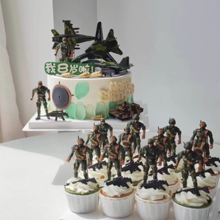 儿童男孩生日特种兵蛋糕装饰直升飞机机甲坦克兵哥哥烘焙装扮摆件