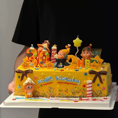 网红许愿星星人儿童周岁生日烘焙插件蛋糕装饰卡通海绵公仔摆件