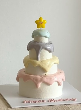 简约ins笑脸星星蜡烛蛋糕装饰插件黄色五角星蜡烛小仙女烘焙装饰