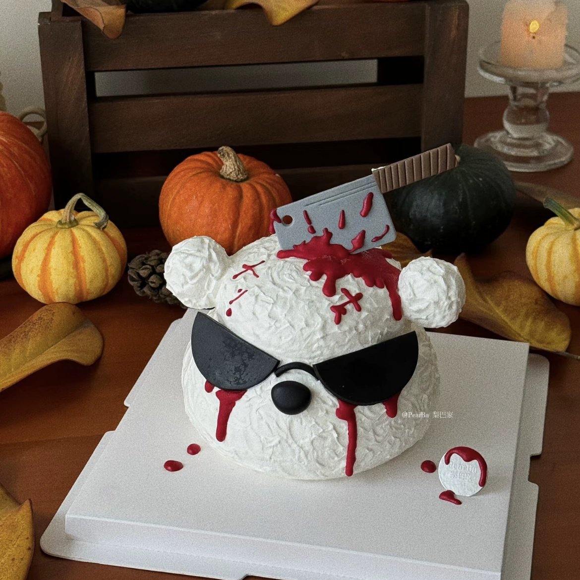 万圣节搞怪墨镜小狗蛋糕装饰摆件狂欢夜小菜刀南瓜节日装扮插件