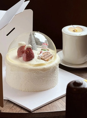 简约ins风圣诞水晶球风格甜品蛋糕装饰圣诞老人雪人迷你小摆件