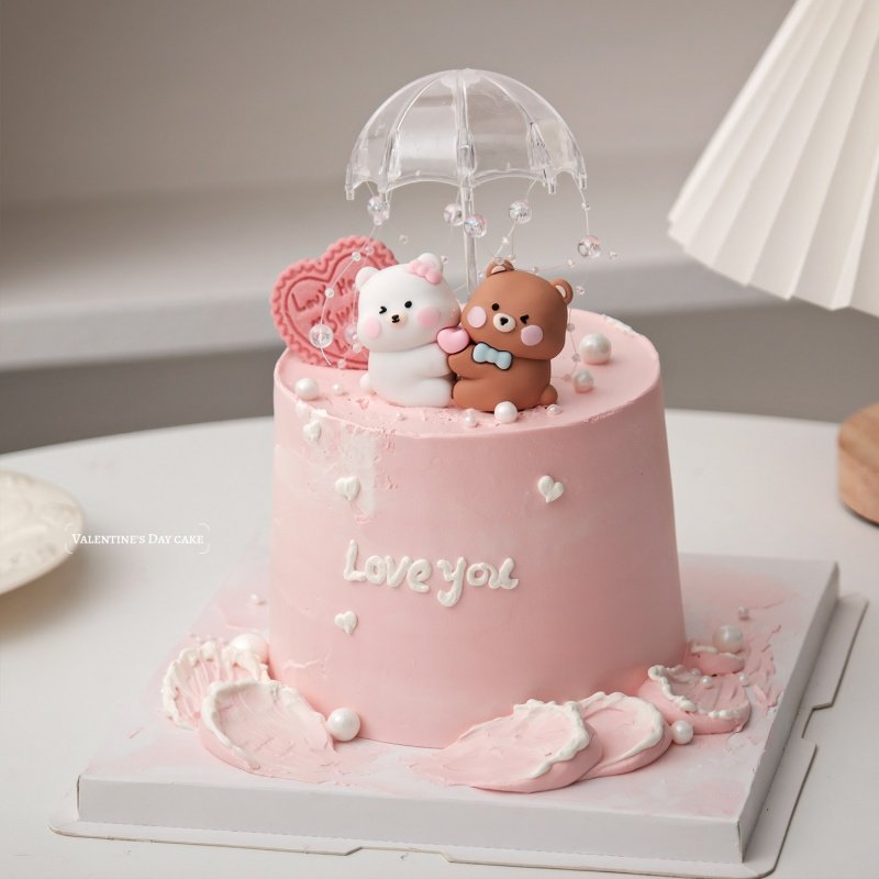 2.14情人节网红立体小熊蛋糕装饰摆件情侣告白纪念日小雨伞装扮,节庆用品/礼品,节日装扮用品,淘宝优惠券,粉丝福利购,淘宝优惠卷