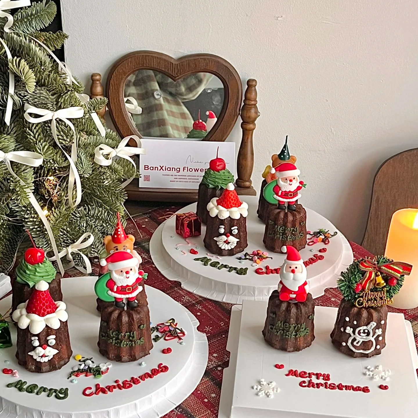 2026圣诞节可露丽蛋糕装饰软胶圣诞老人雪人摆件纸杯甜品烘焙插件