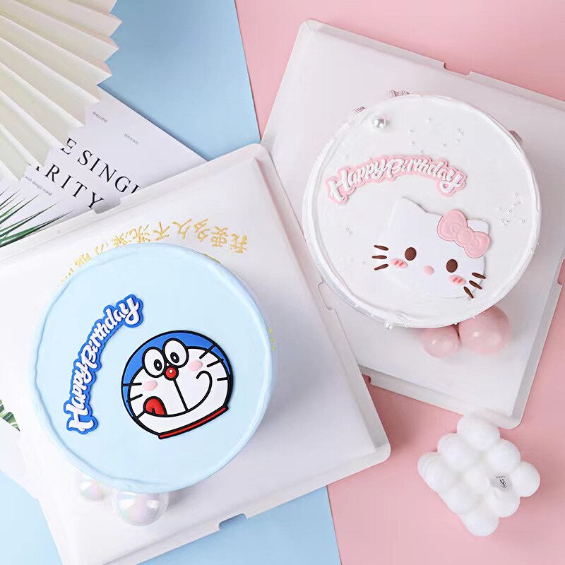 网红蛋糕装饰摆件机器猫kt猫库洛米美乐蒂生日快乐英文羊了个羊