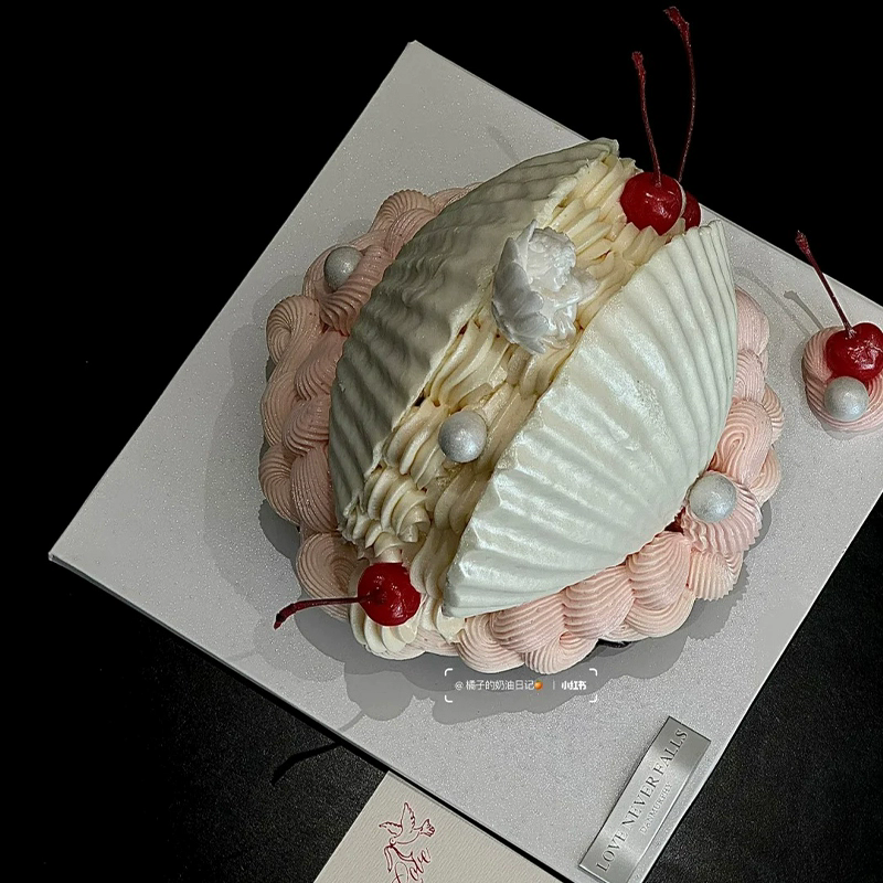 小红书同款ins风天使珍珠梦幻贝壳蛋糕装饰慕斯硅胶模具烘焙装扮