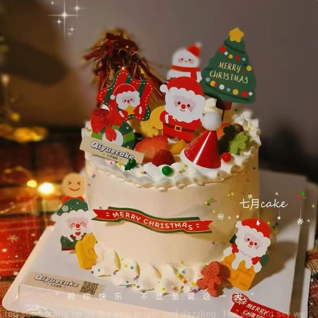 2025圣诞节蛋糕装饰迷你小帽子雪人麋鹿圣诞老人礼物烘焙装扮插件