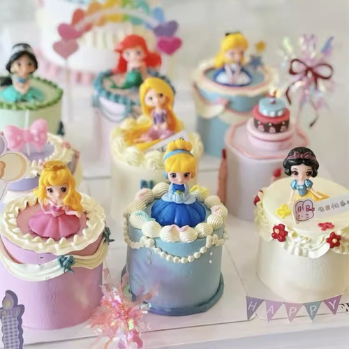 烘焙网红生日小蛋糕装饰摆件ins风可爱卡通公主女孩儿童插件