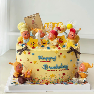 网红许愿星星人卡通海绵公仔摆件儿童周岁生日烘焙插件蛋糕装饰