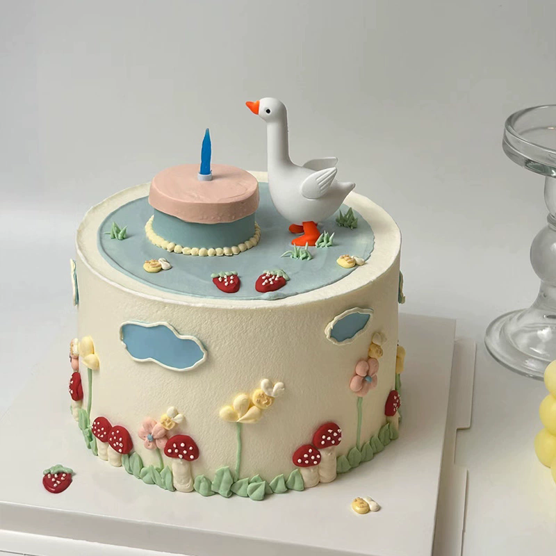 而立之年大白鹅软胶立体玩偶摆件三十而立男士生日蛋糕装饰配件