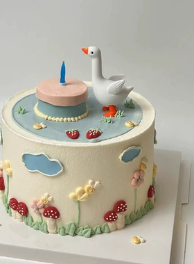 而立之年大白鹅软胶立体玩偶摆件三十而立男士生日蛋糕装饰配件