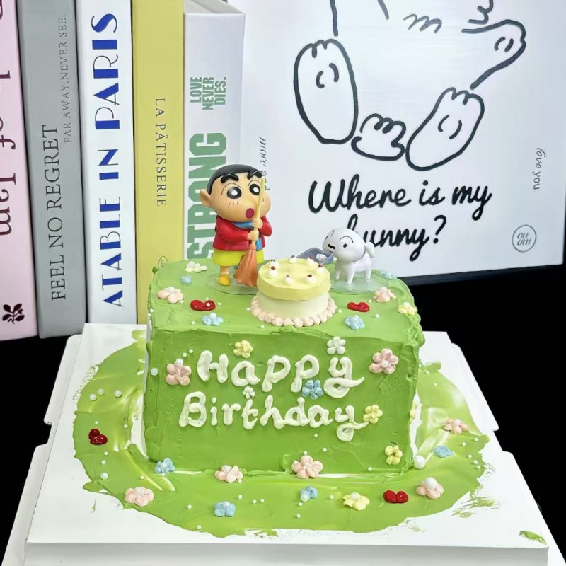 蜡笔小新打扫蛋糕装饰网红可爱儿童生日甜品装扮配件烘焙插件插排