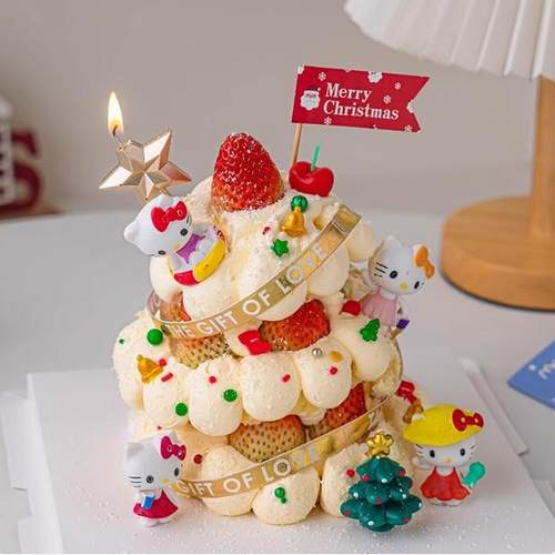 2025圣诞节蛋糕装饰Merry Christmas小旗网红钻石五角星蜡烛插件