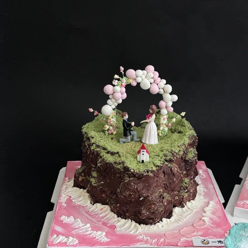 网红七夕情人节蛋糕装饰网红情侣求婚订婚告白表白微景观摆件插件