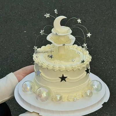 网红星星喷泉许愿池蛋糕装饰五角星插件小天使罗马柱翻糖硅胶模具