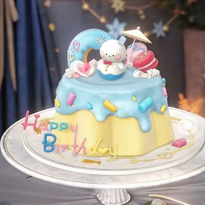 恋与深空黎深生日蛋糕装饰摆件可爱微笑小雪人甜品烘焙甜甜圈插件