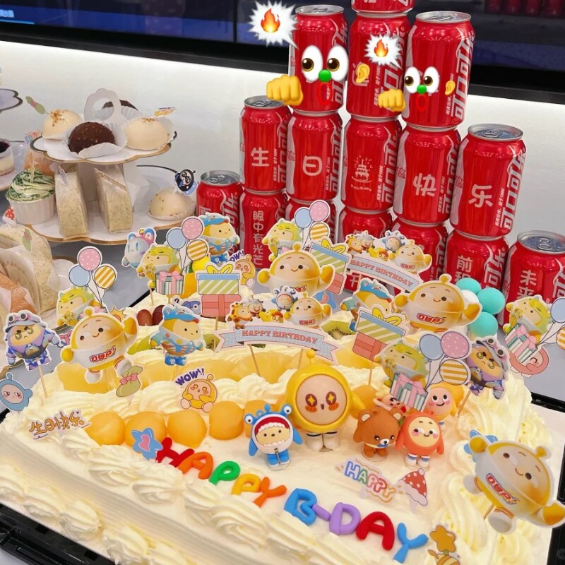 蛋仔派对山姆水果diy蛋糕装饰插牌卡通儿童男孩女孩甜品装扮烘焙