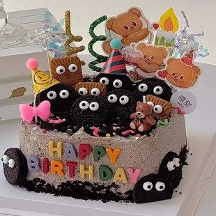 ins简约网红蛋糕装饰摆件眼睛眼珠糖奥利奥饼干生日装扮烘焙插件